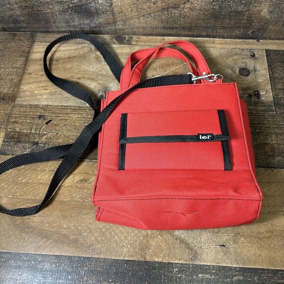lei Red Canvas Messenger Bag Y2K Crossbody Life Energy Intelligence *SEE PHOTOS - Picture 3 of 10